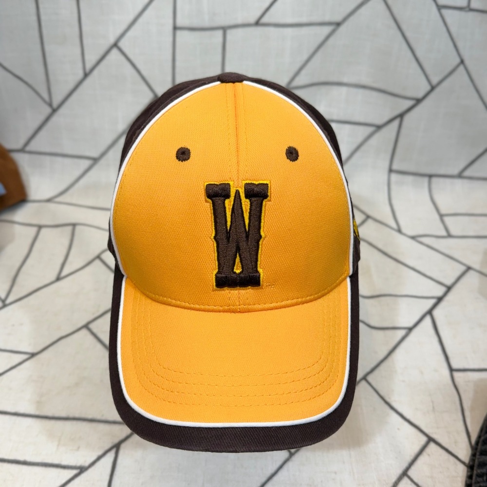 Captivating‎ Headwear Wyoming Cowboys Hat OSFA Brown Gold Embroidered Strapback